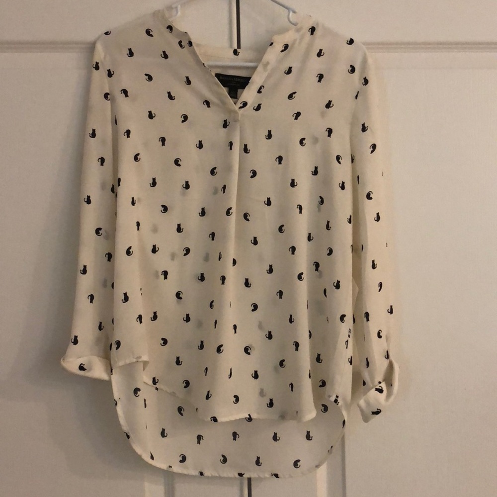 Banana republic cat shirt blouse xs